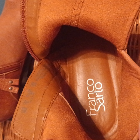 Franco Sarto Hyla Leather Booties Side Zipper and Back Pull Tab Brown Size 8M - Picture 7 of 7